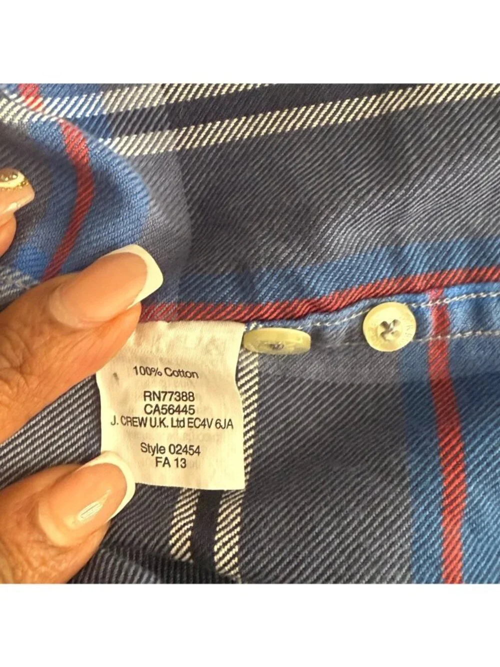J.Crew Men's Plaid Button Front Shirt Blue Gray 100% Cotton Long Sleeve Size S